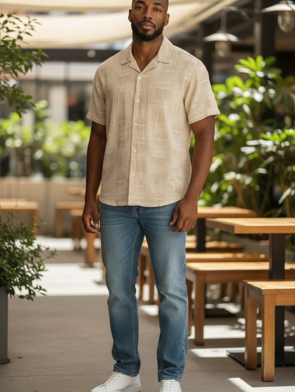Common People JUPITER SS Shirt Sz XL Beige